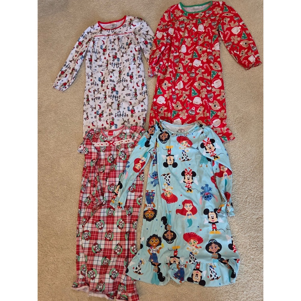 Disney Rudolph Grinch Nightgown Bundle Girls Size 7 8 Holiday EXCELLENT